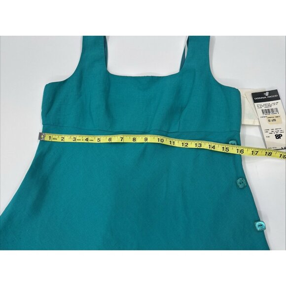 Vintage DONNA RICCO Sleeveless Dress Womes 8P Green Linen Lined A-Line Y2K NEW - Picture 9 of 12